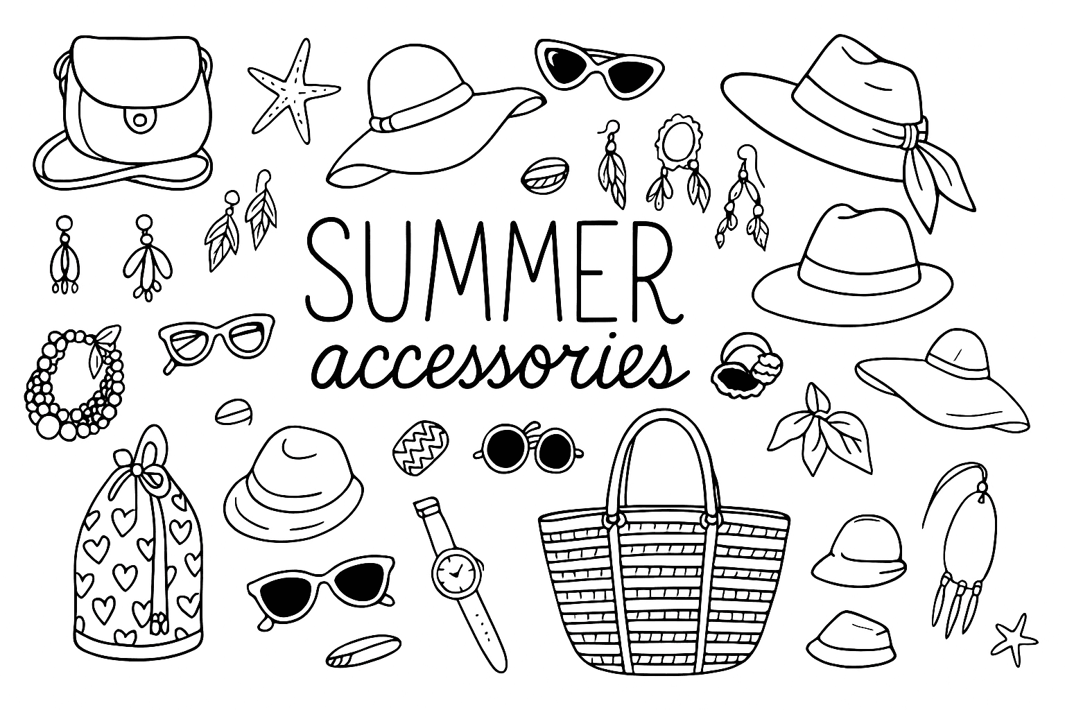 summer gadgets black and white