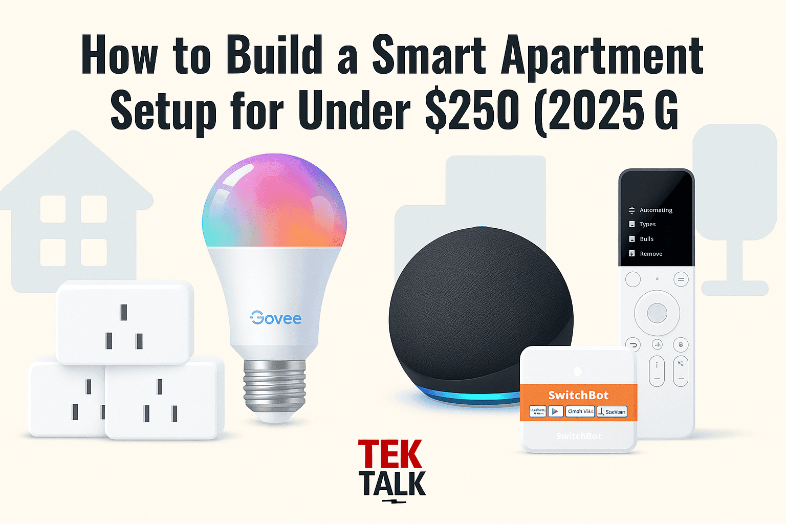 smart home products on white screen